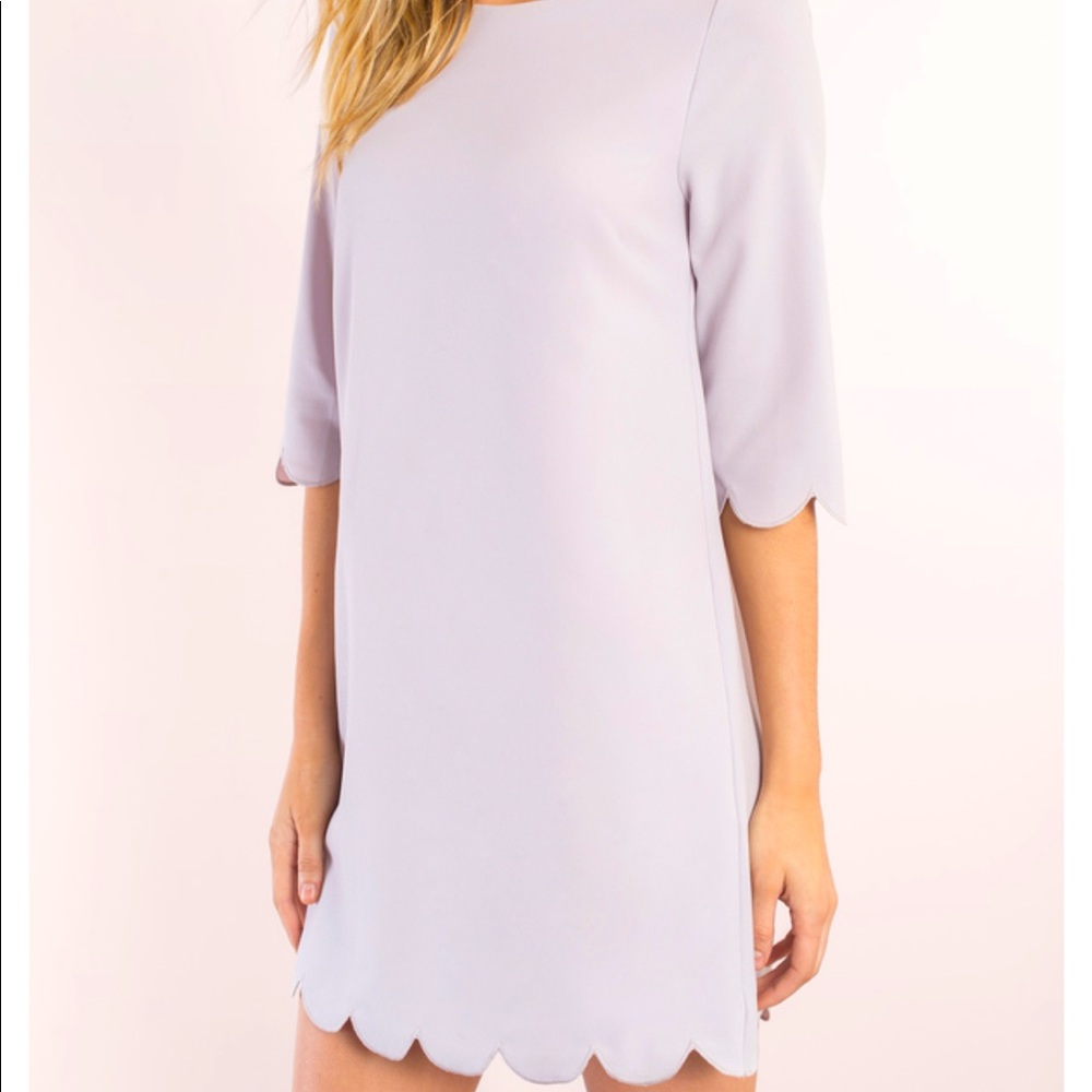 Tobi Sweetly Scalloped Lilac Shift Mini Dress